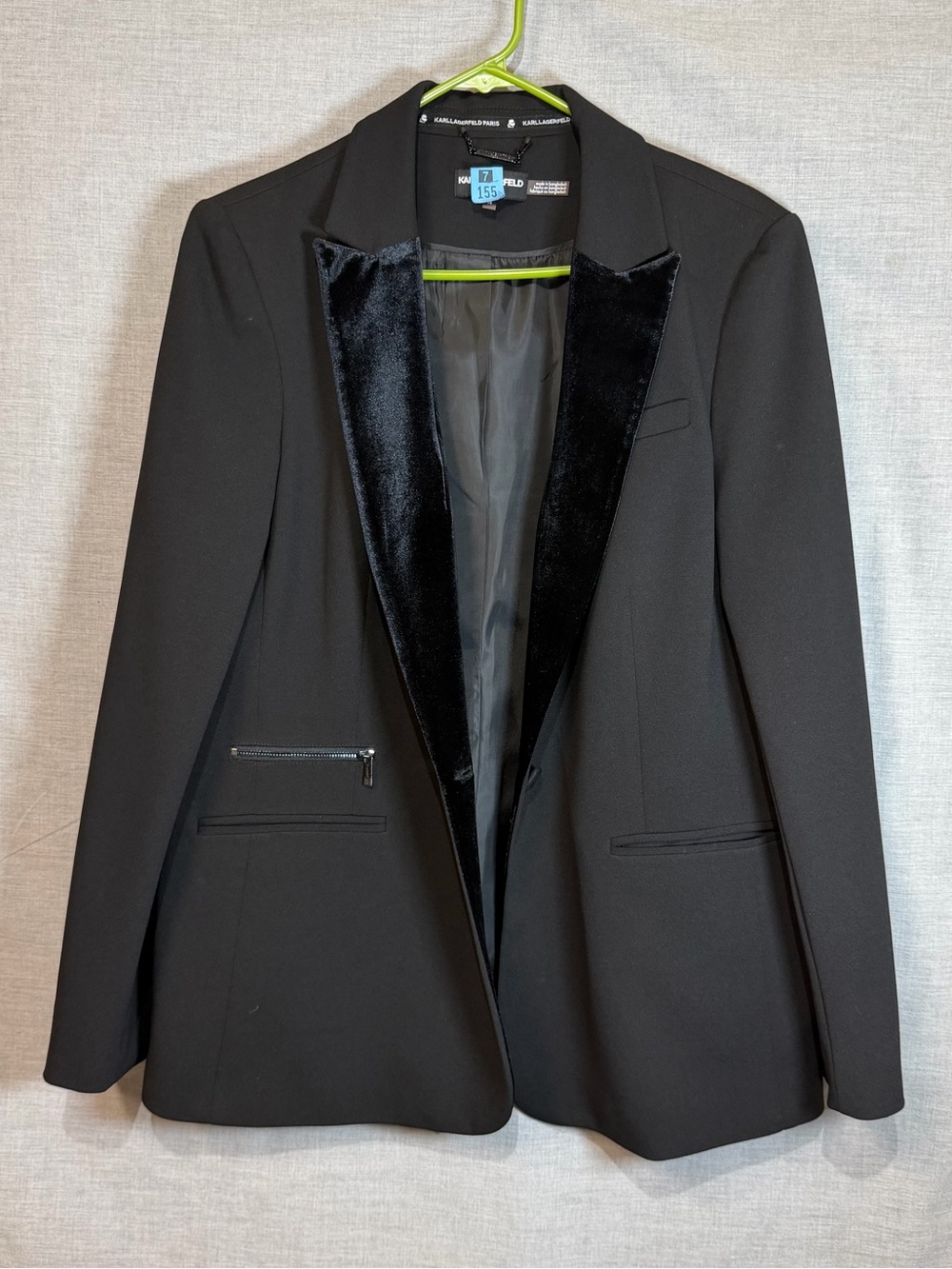 Karl Lagerfeld Black Velvet-Lapel Blazer Jacket